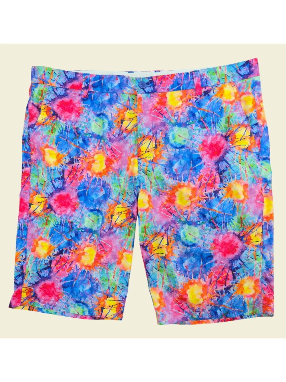 Hreski Vibrant Paint Splatter Pattern Shorts Size 38